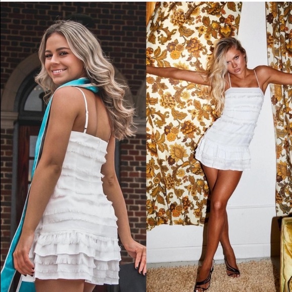 Princess Polly Molina White Ruffle Fringe Detail Mini Dress - Picture 12 of 13